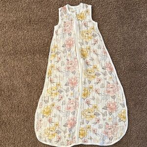 Aden & Anais Sleeveless Floral Sleep Sack - White with Pink & Yellow Flowers